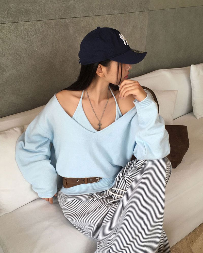 V-Neck Knit & Tank Top Set