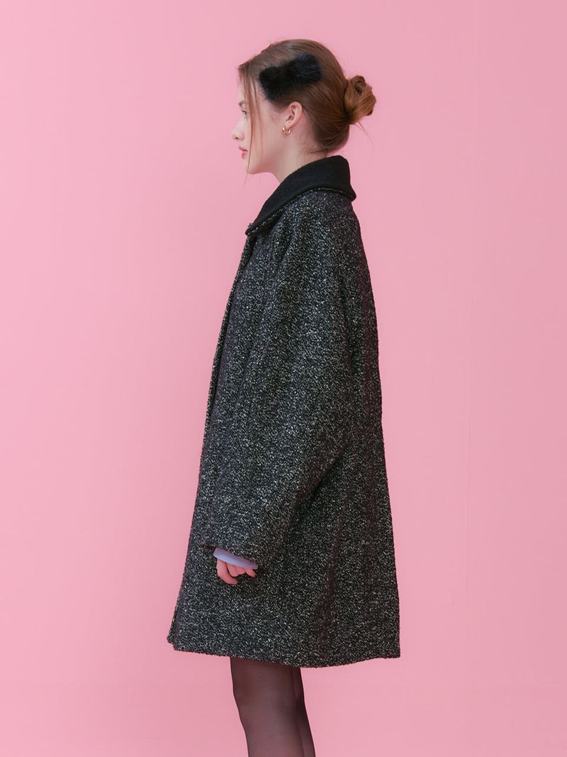 DONA SINGLE HALF TWEED COAT_BLACK