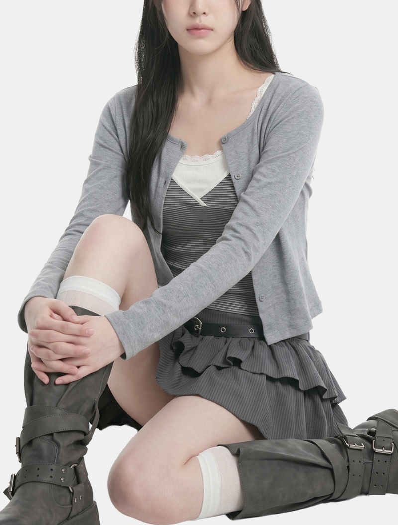 Mia Stripe Layered Cardigan Set