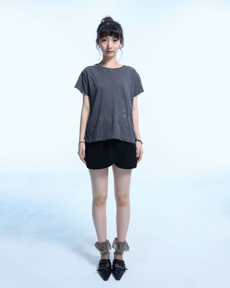 Grunge Claw Camo Eyelet Tee - Charcoal