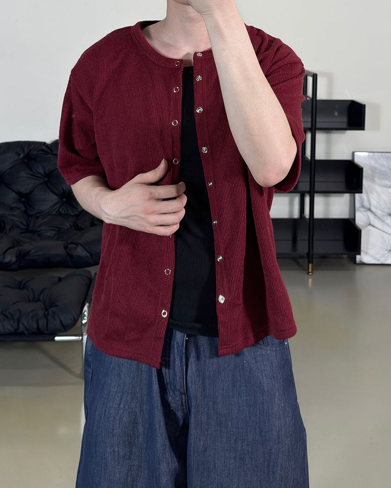 Ruric Rib Snap Half Sleeve Cardigan