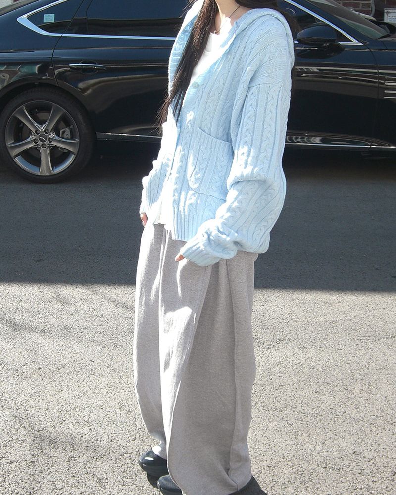 [MADE] Saru Twisted Pocket Hooded Knit Cardigan