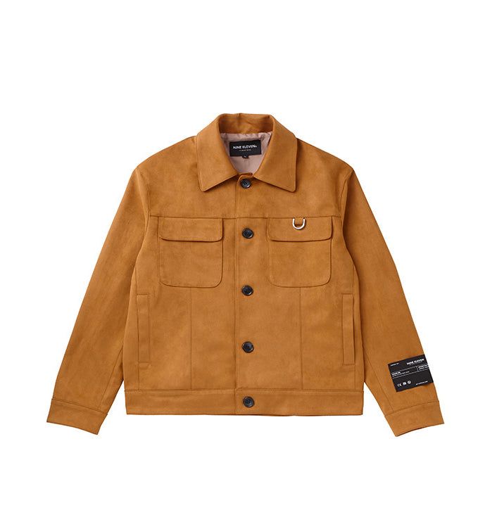 Suede wide pocket jacket