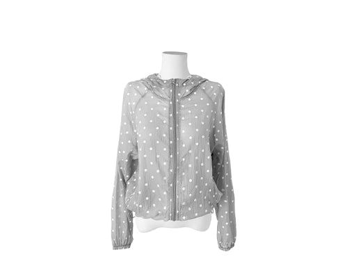 Rhoden Dot String Hood Zip-Up Windbreaker