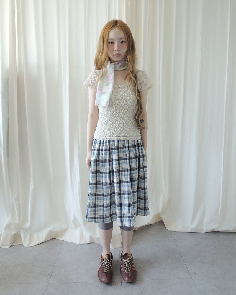 NUPHLO(ニューフロー)の「WOOD CHECK FLARE SKIRT(Skirts)」