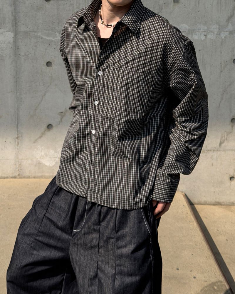 Neric Mini Check Cropped Shirt
