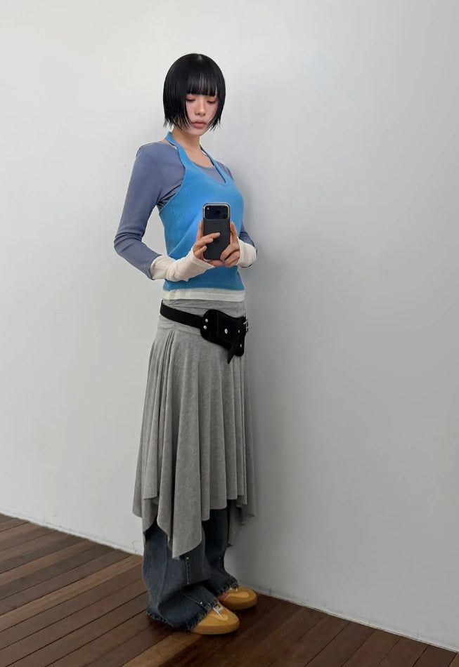 POP HALTER KNIT SLEEVELESS