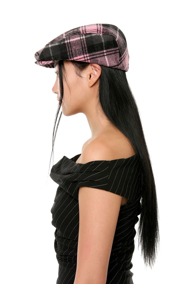CHECK HUNTING CAP / PINK