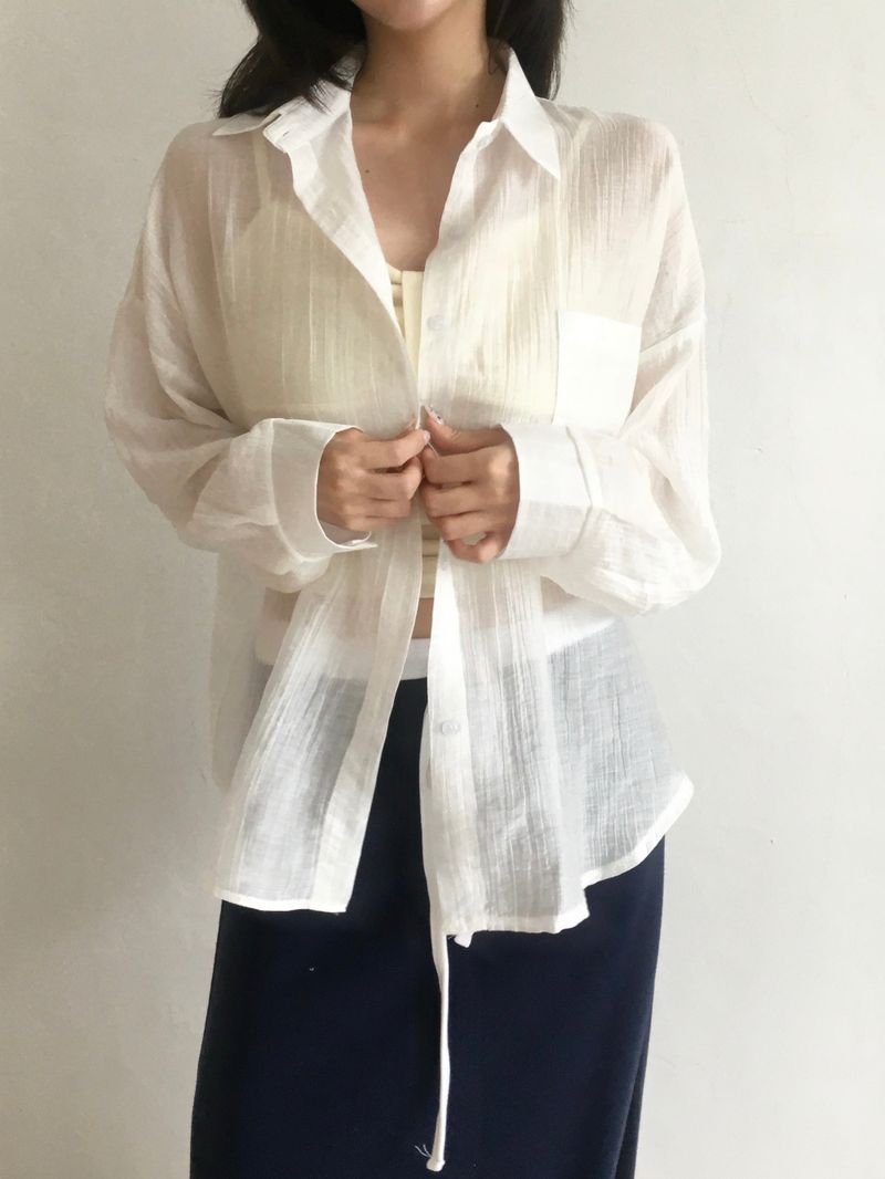 RITCORE（リットコア）の「Airy shell see-through shirt (7c)（Tops）」