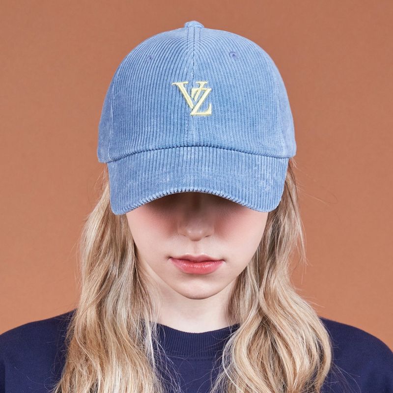 3D Monogram pigment Washing Corduroy Over Fit Ball Cap Sky