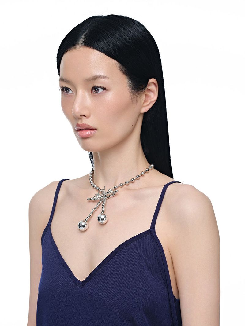 BOLD CHERRY BALL CHAIN CHOKER NECKLACE