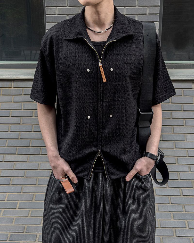Rivet Knit Zip-Up Cardigan