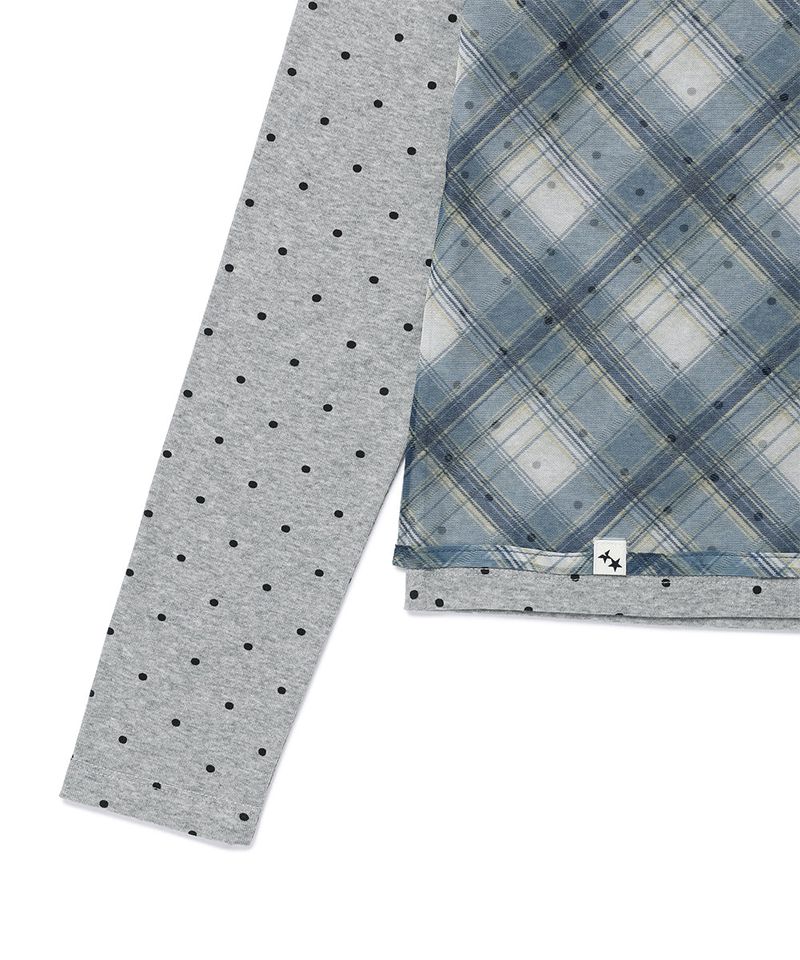 SHEER CHECK LAYERED LS TEE BLUE(CV2GFFT557A)