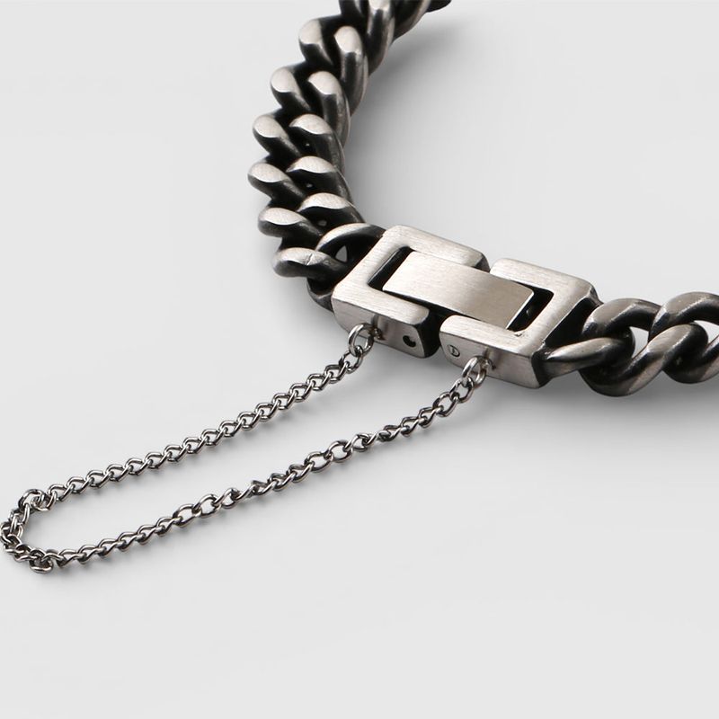SVB-1023 Black & Silver Wide Chain Bracelet