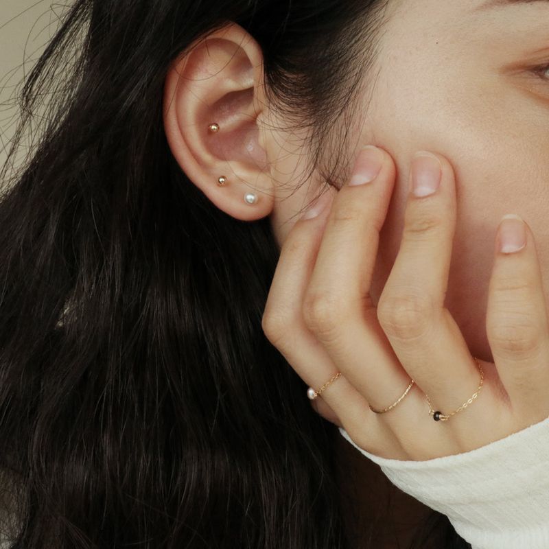 14K Gold Swarovski Pearl Piercing (bar 4mm