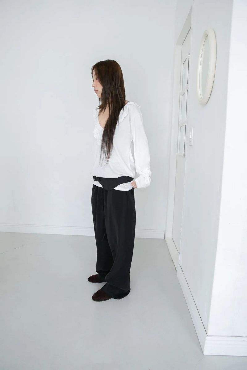 ruffle v-neck loose top(3colors)