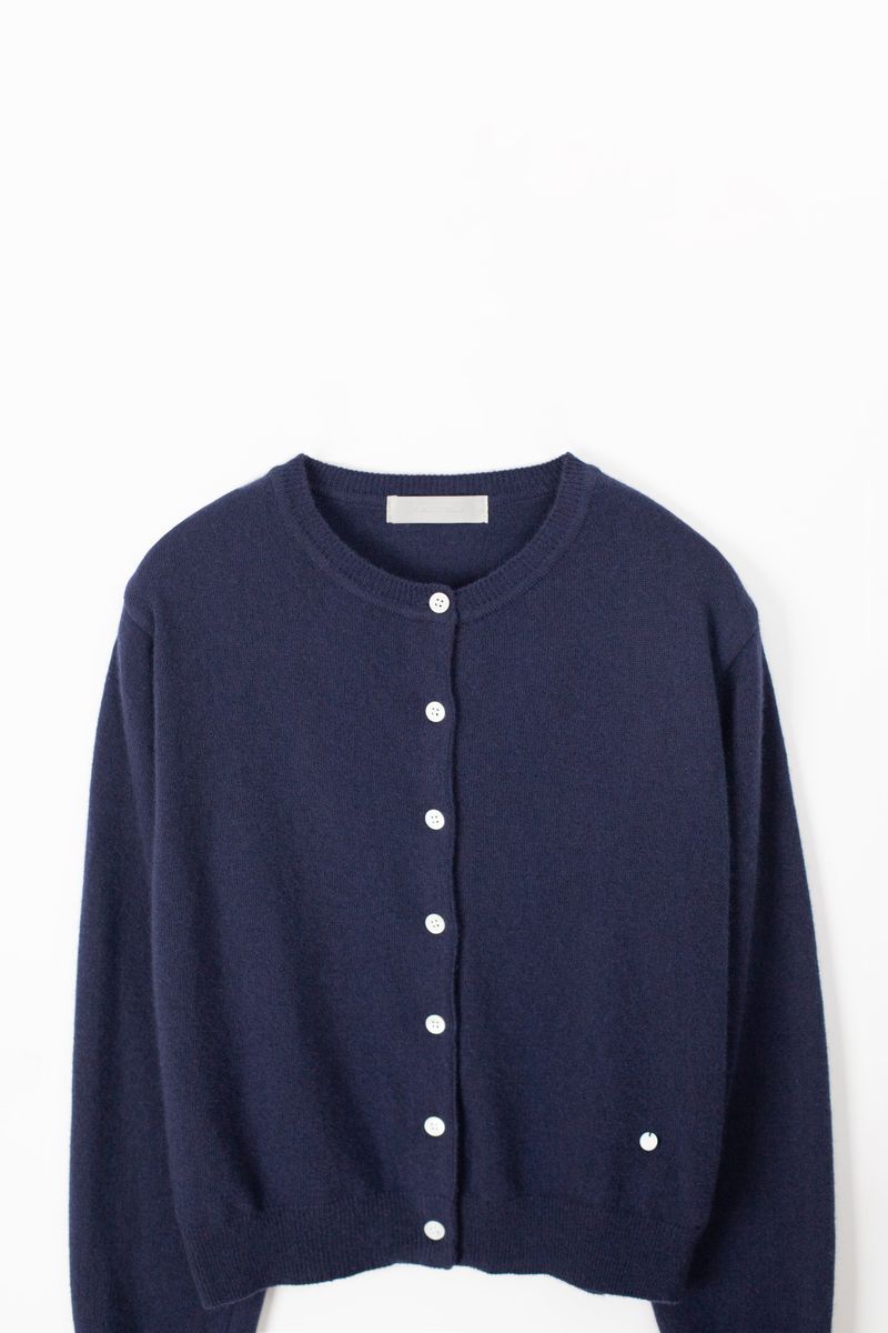 Camel round cardigan (Navy)