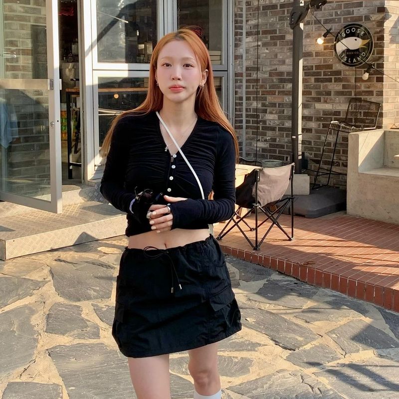 ナイロンミニスカート (Black)