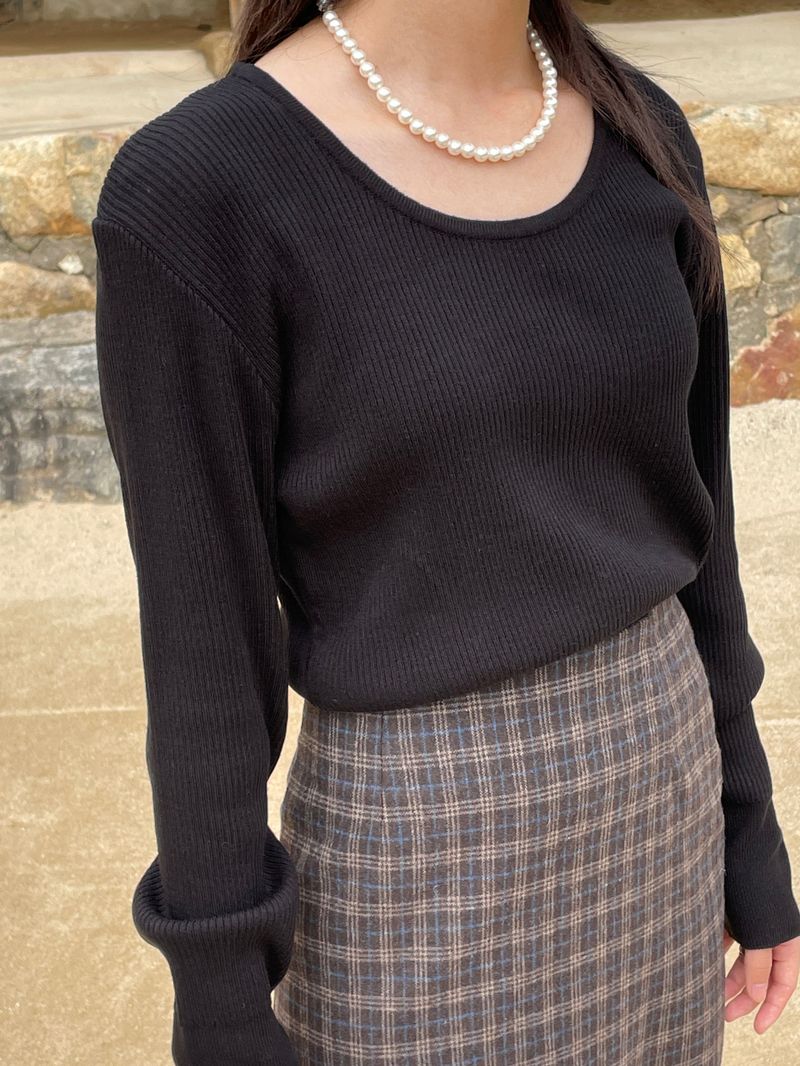 Arco iris（アルコイリス）の「Tilda pleated U-neck Knit（Tops）」
