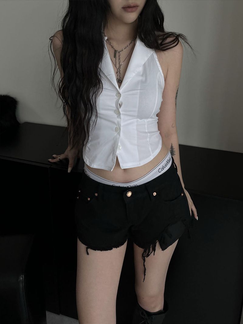 y2k back slit halter vest