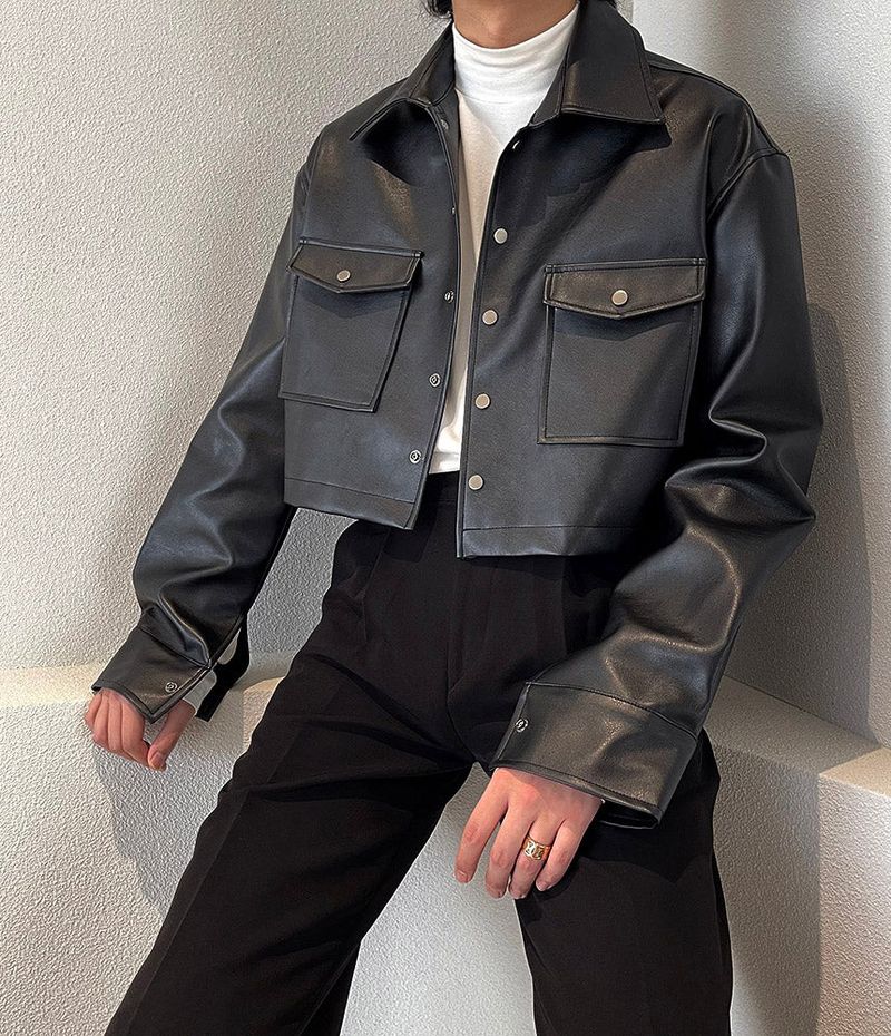 MO French Leather Cropped Jacket (2 colors)