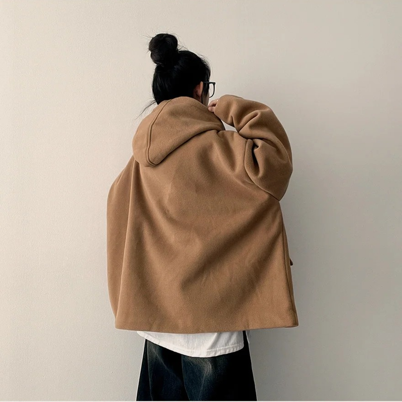 Heel double wool royal boxy pocket hooded coat 