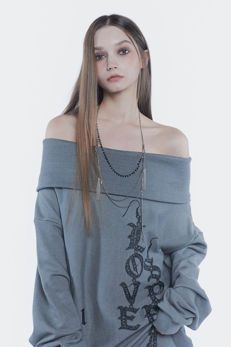 SPELL OFF-SHOULDER SWEATSHIRT charcoal