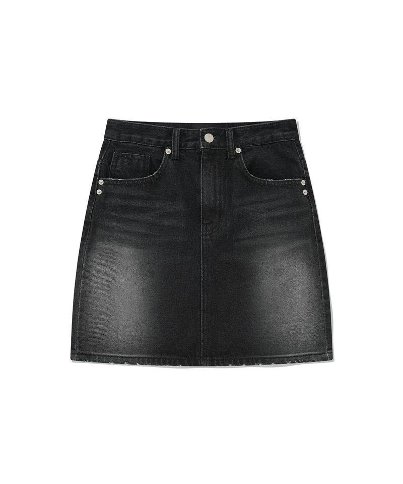 CHUCK（チャック）の「ヴィンテージ ウォッシュド デニムミニスカート / CHUCK VINTAGE WASHED DENIM MINI SKIRT (DARK GRAY)（）」