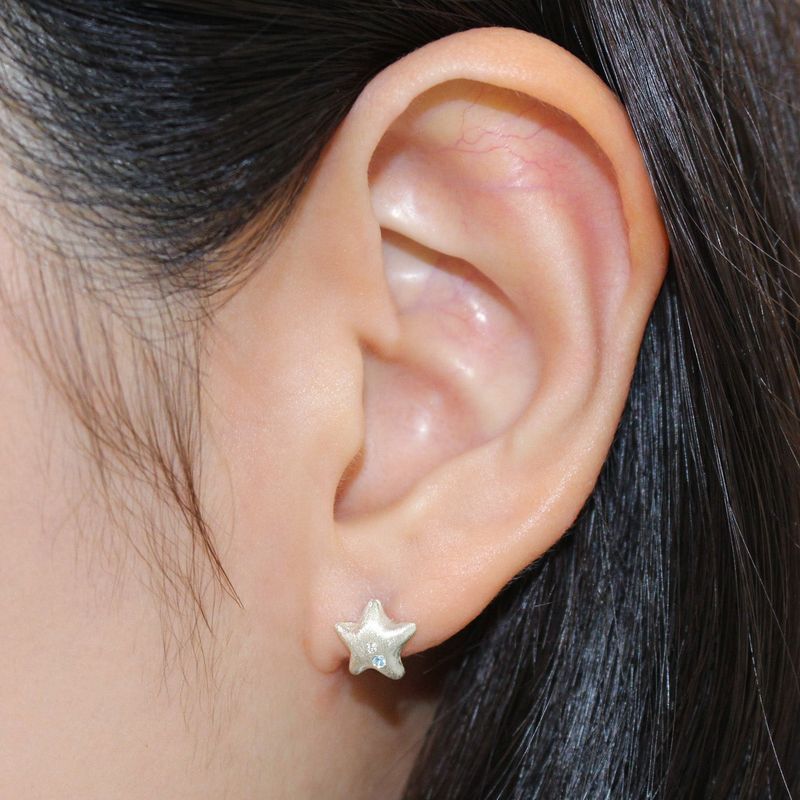 Twinkle chubby star earring(Sanding)