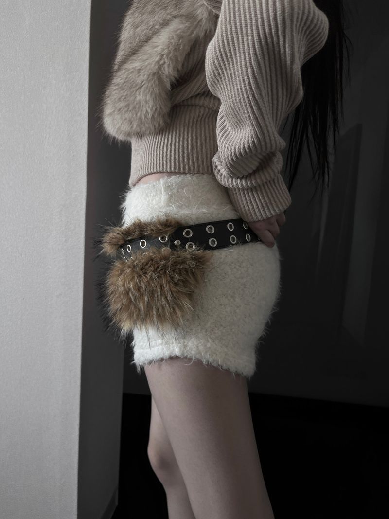 eyelet fur belt (2color)