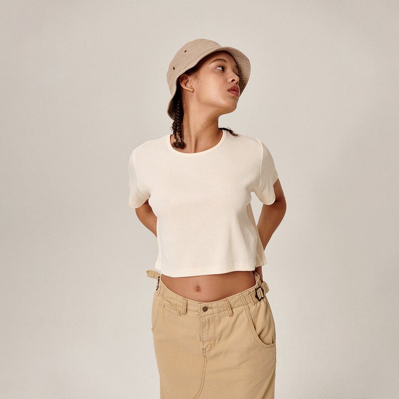 Flatwave in Seoul（フラットウェーブ イン ソウル）の「Samar Crop T-Shirt Beige（Tops）」