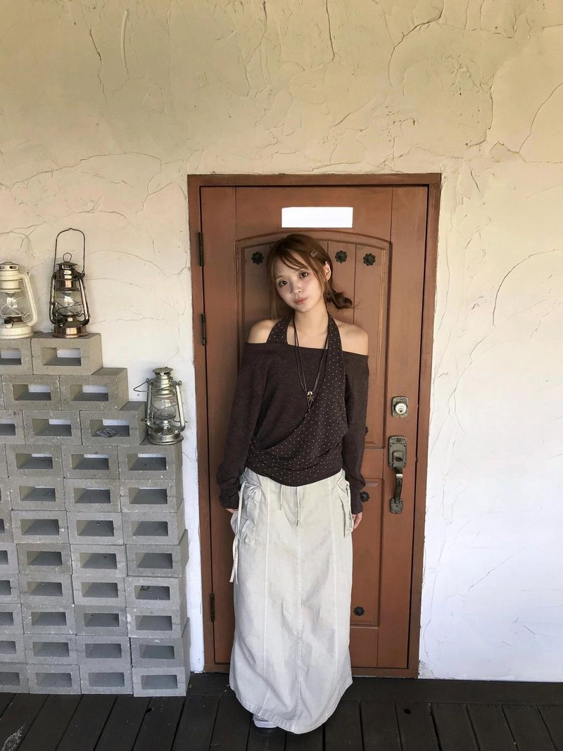 Lodi dot off-shoulder knit