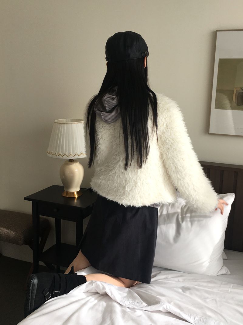 Lens quilted eco fur jacket