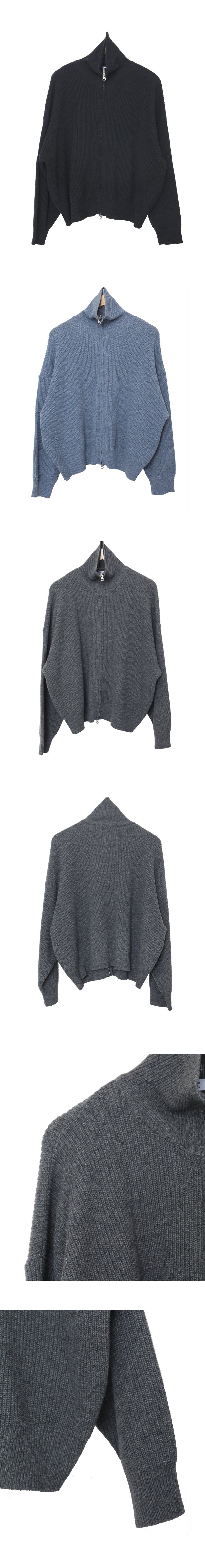 lambswool knitwear two-way zip-up