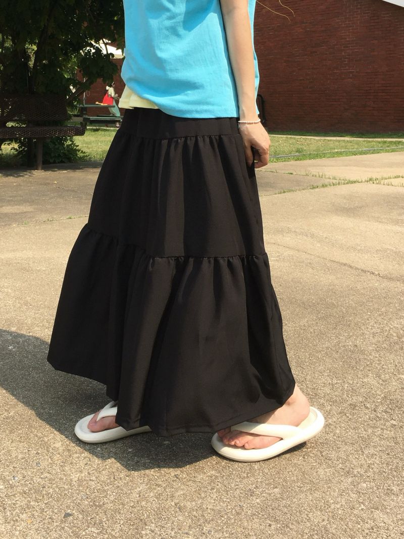 RITCORE（リットコア）の「Flora Triple-Ruffle Long Skirt (2 Colors)（Skirts）」