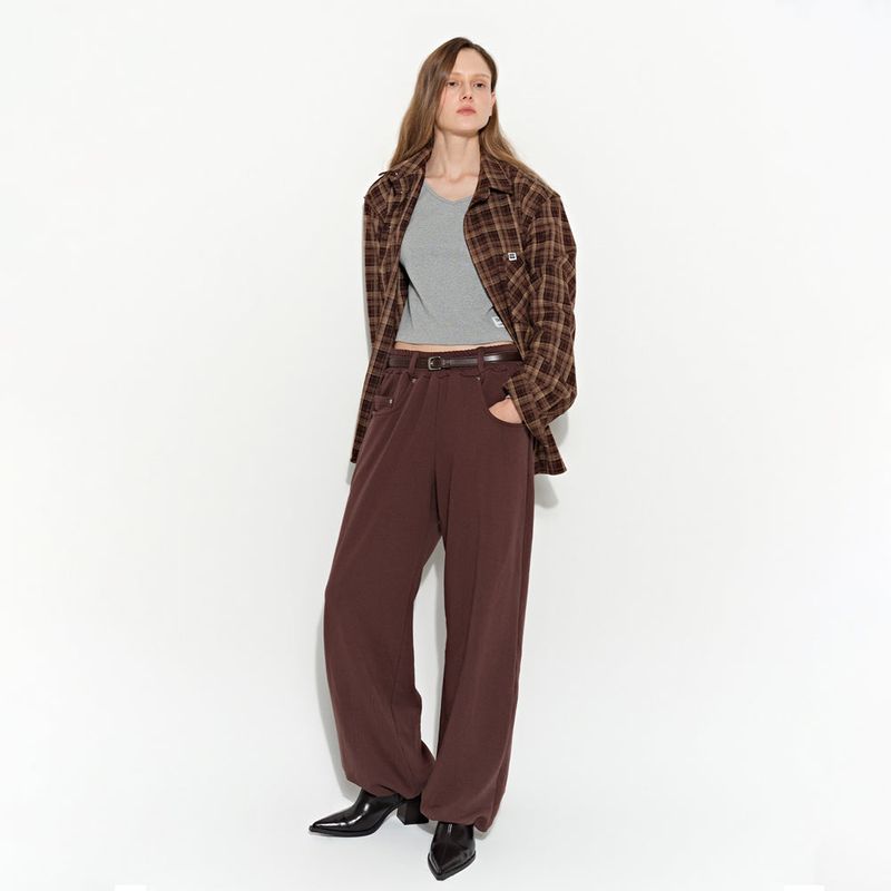 Oversized Check Shirt Brown