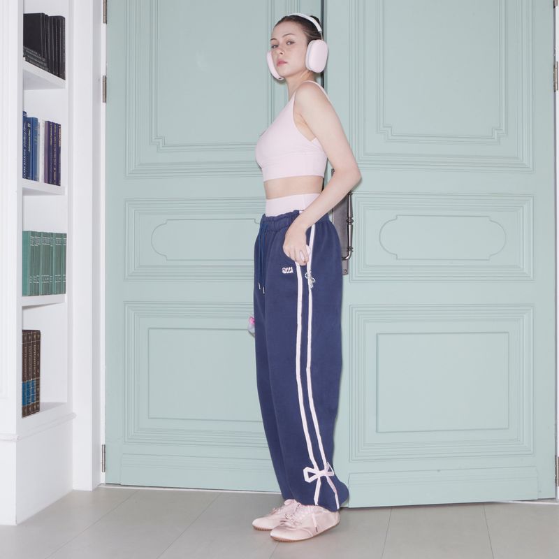sweatsweet（スウェットスイート）の「[RE] SWEET RIBBON SWEAT PANTS - NAVY/PINK（Pants）」