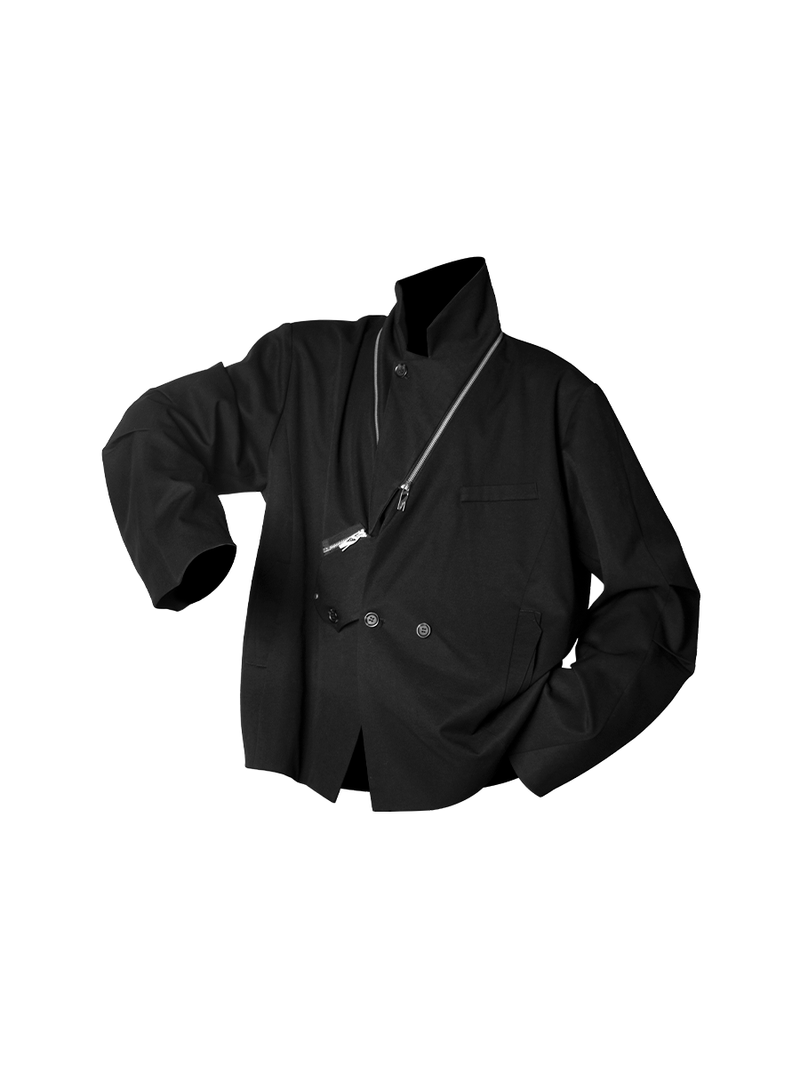 RELABEL（リレーベル）の「RELABEL Three-dimensional Composition (remodelling) Machete Pleated Collar Detachable Silhouette Double-breasted Blazer（Jackets/Outerwear）」