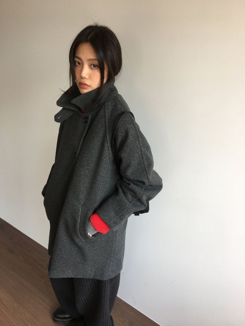 Classic High Neck Half Coat (2 Colors)