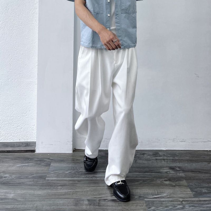 Double Pleat Full-Length Pants