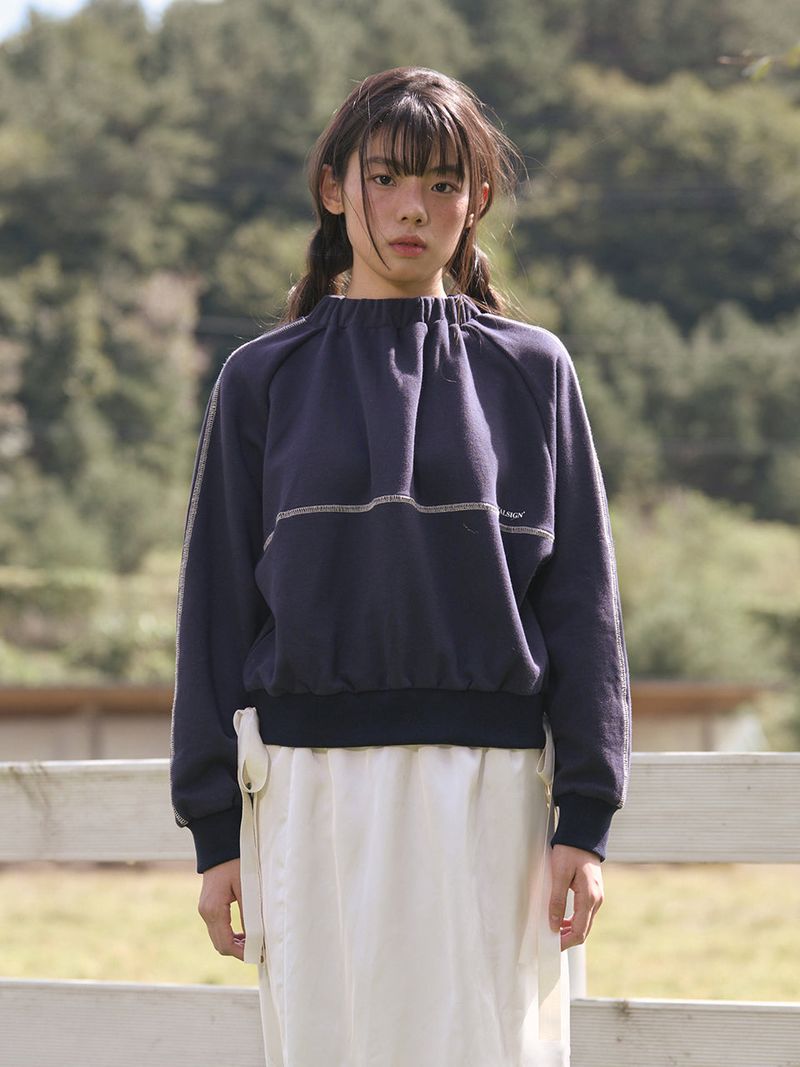 Neck Banding Ribbon Sweatshirt