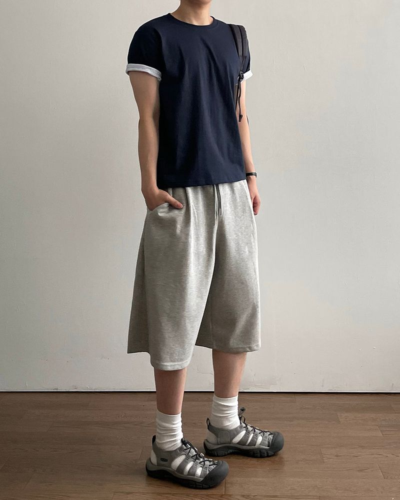 Punch Eyelet Bermuda Sweatpants