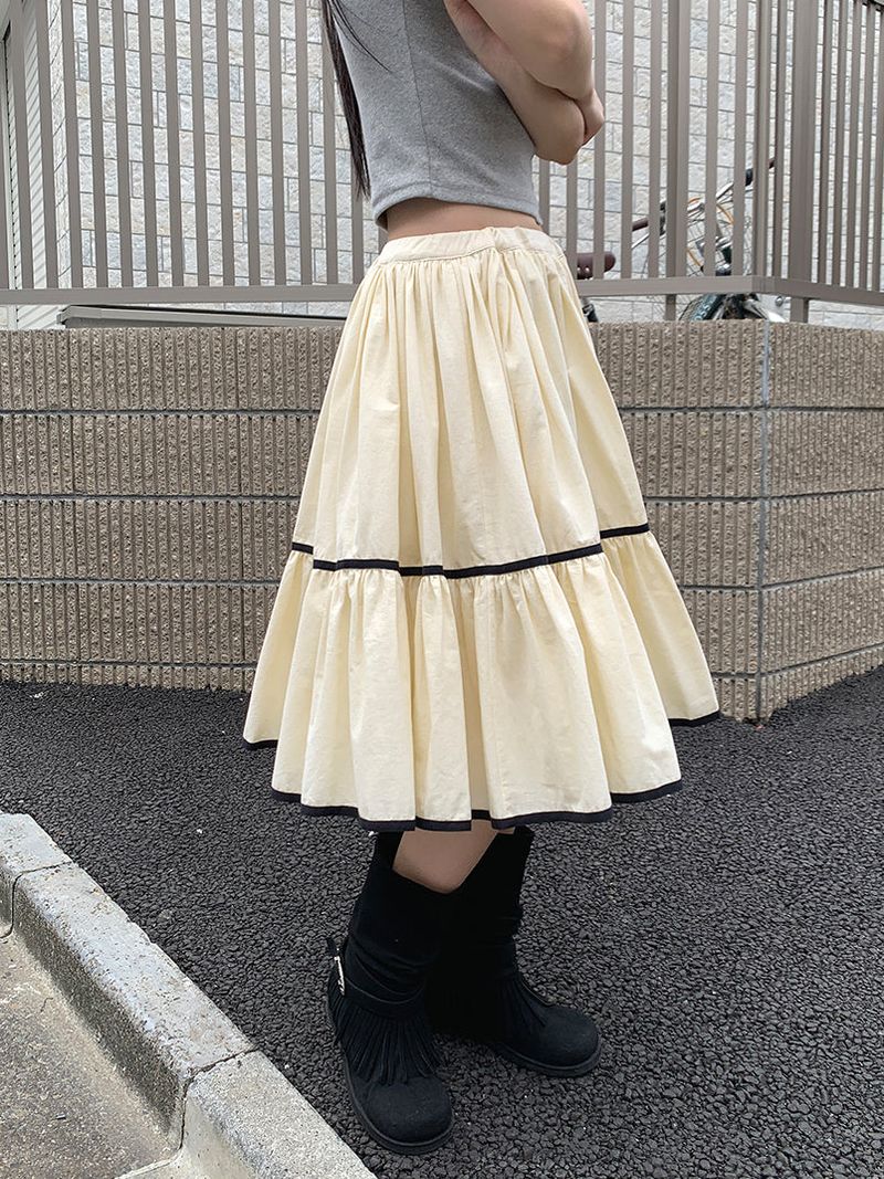TAPE FLARE RIBBON SKIRT (2C)