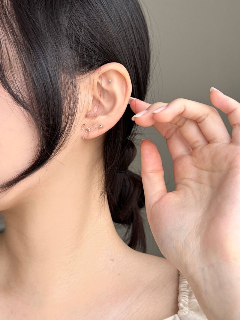 [3 set] ビッグリボンピアスセット