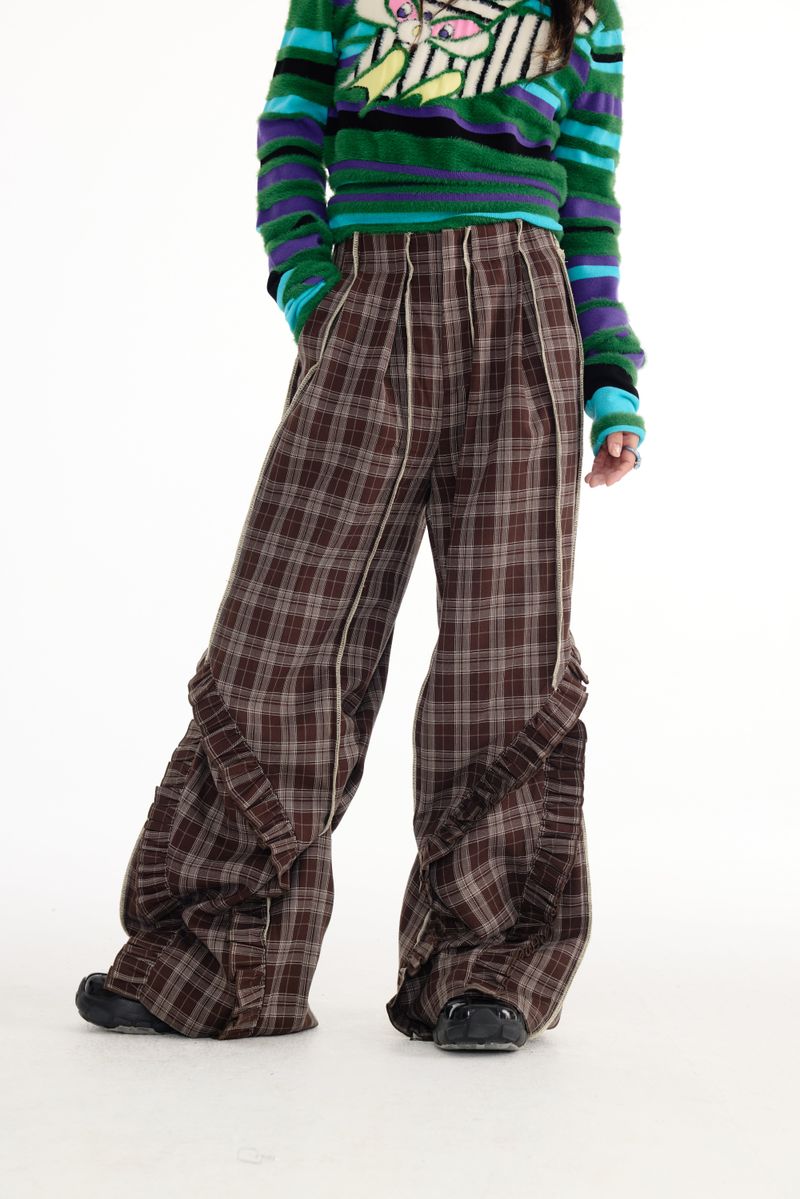 Lace plaid pants