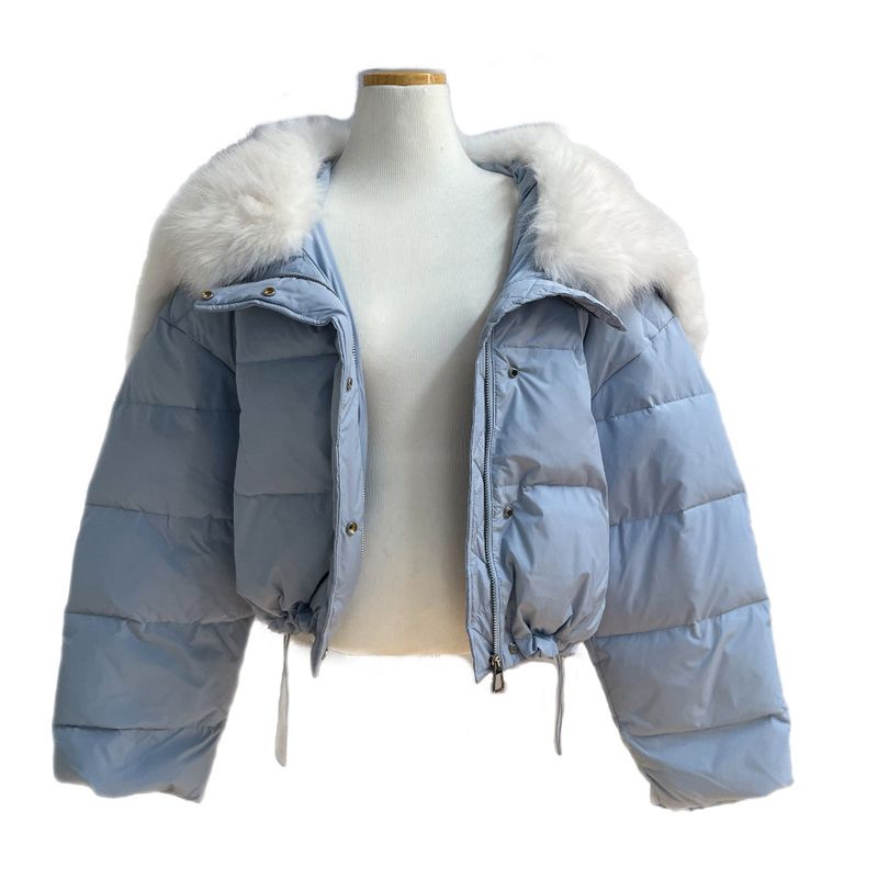 Ice Bloom Fur-Collar Duck Down Short Puffer