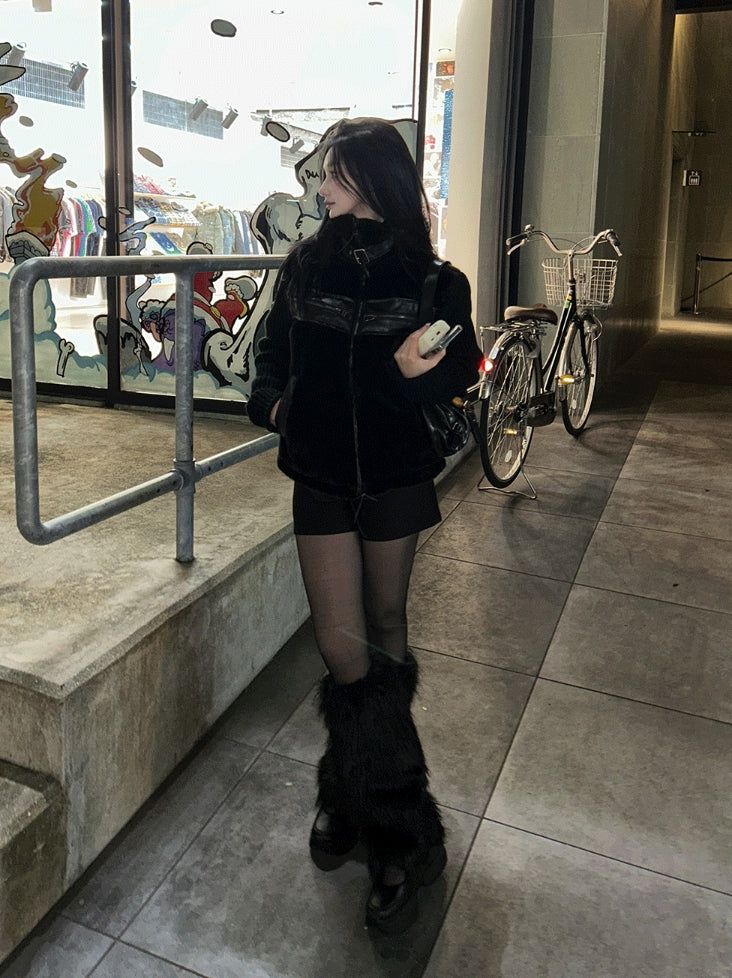 Trimmed Fur Leather Mustang + Knit