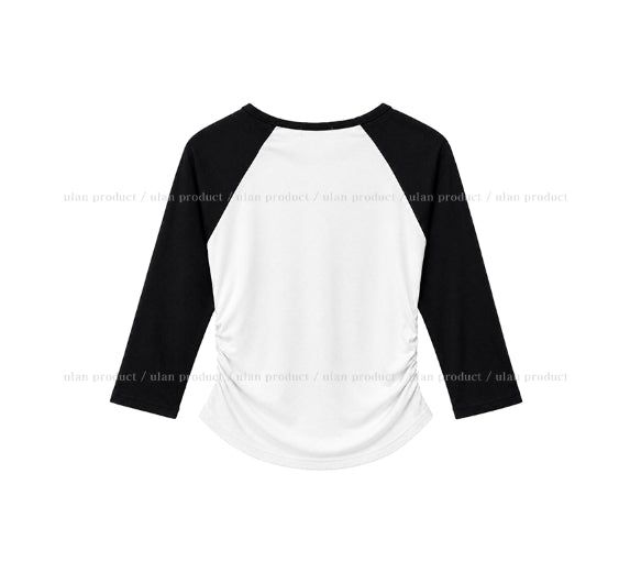 Tones Shirring Raglan Three Quarter T-shirt
