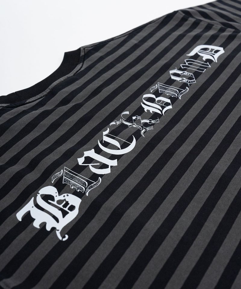 BBD Anxiety Multi Patch Stripe Long T-Shirt (Black&Charcoal)