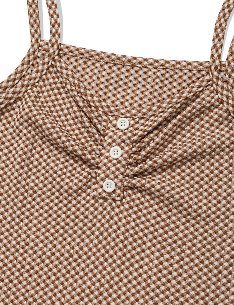 CHECKERED LACE SLEEVELESS(BROWN)